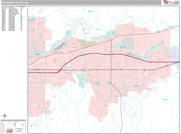 Spokane Valley City Map Book Premium Style